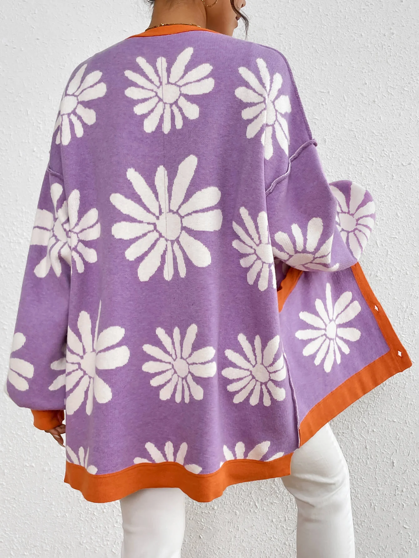 Janelle Floral Knit Cardigan - Purple - Image 6