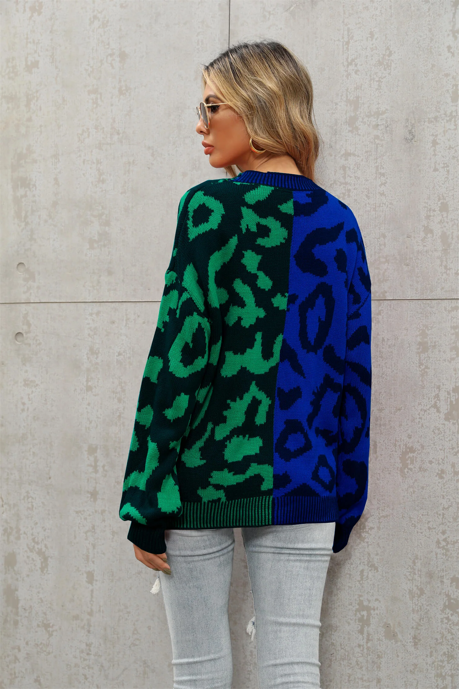 Janelle Leopard Button Up Knit Cardigan - Green - Image 4