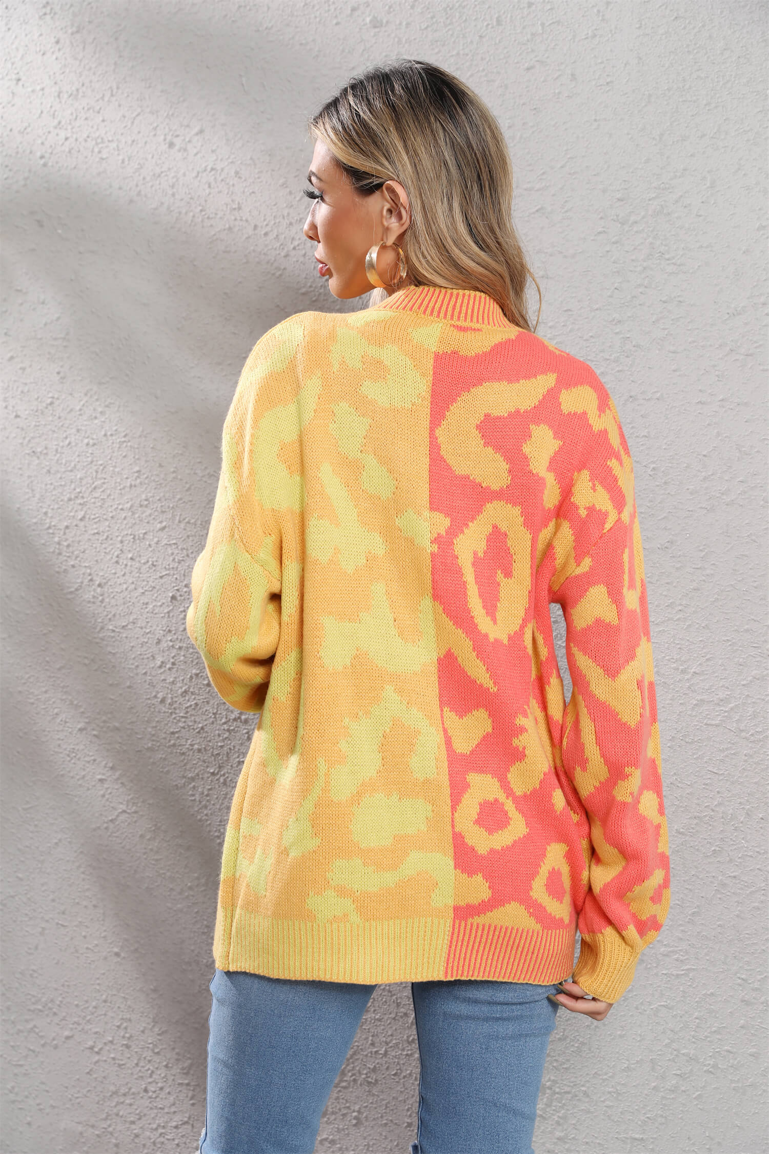 Janelle Leopard Button Up Knit Cardigan - Yellow - Image 3