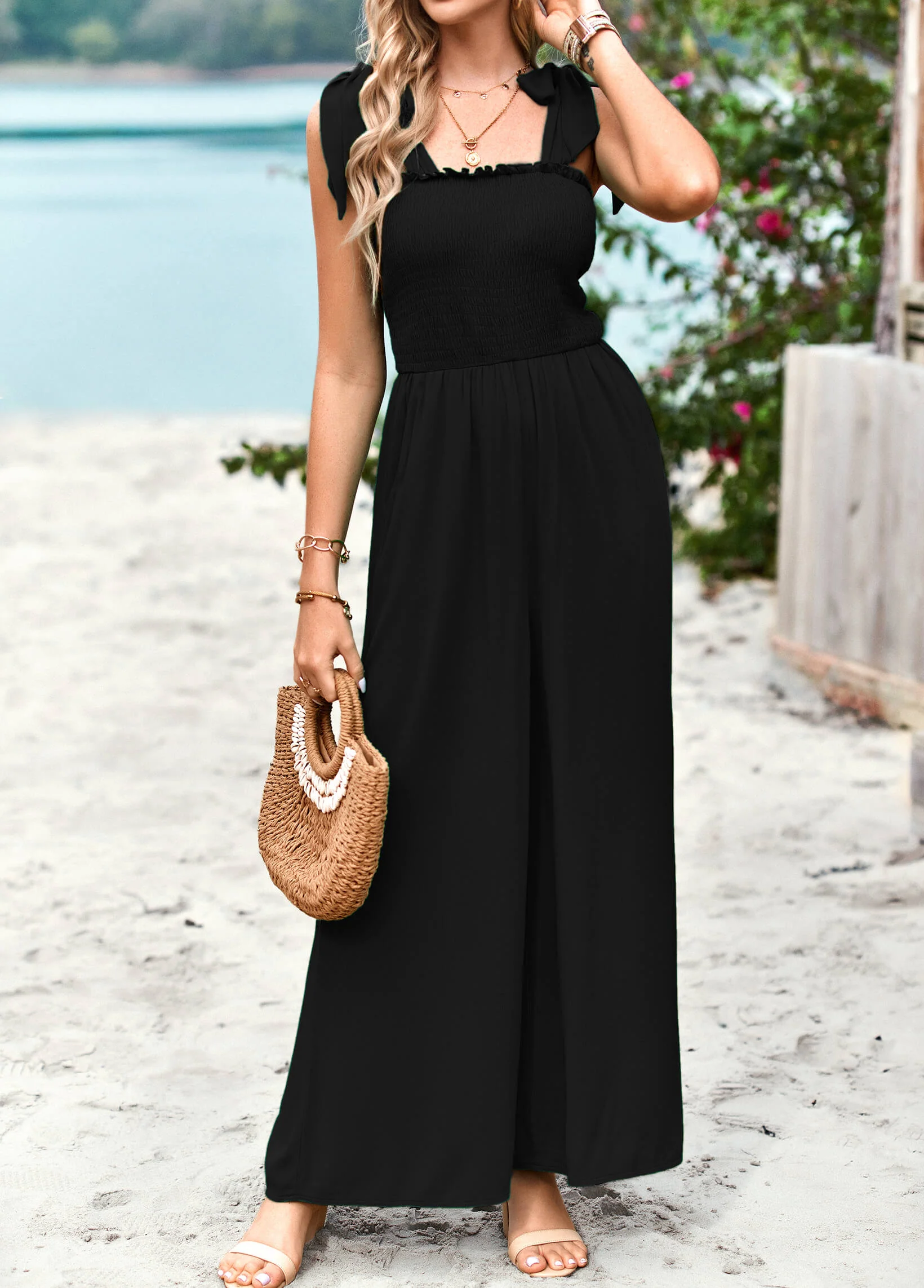 JANICE RAYON POCKETED JUMPSUIT - BLACK - Image 6