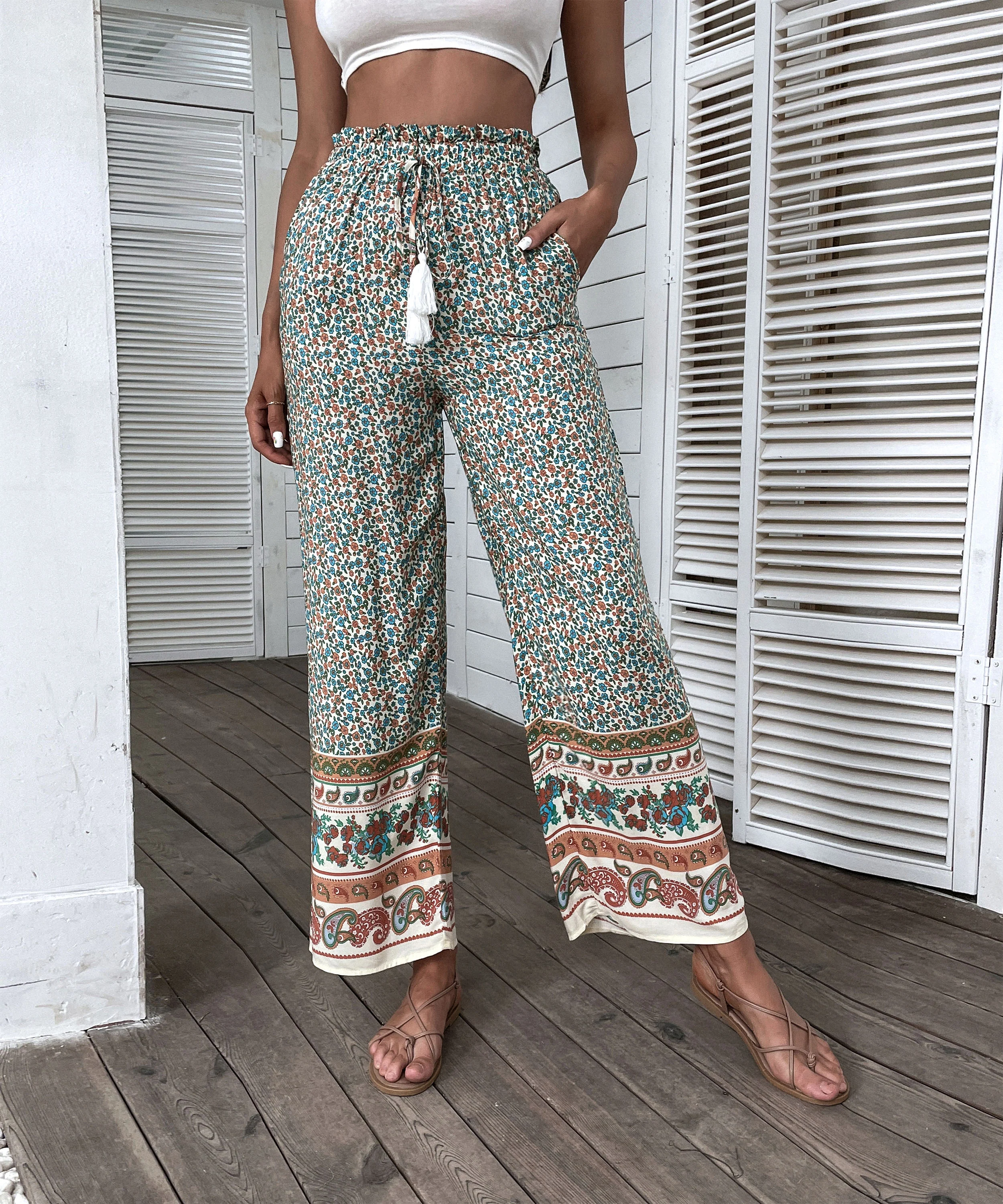 JASMINE CULOTTES PANTS - BLACK PRINT - Image 6