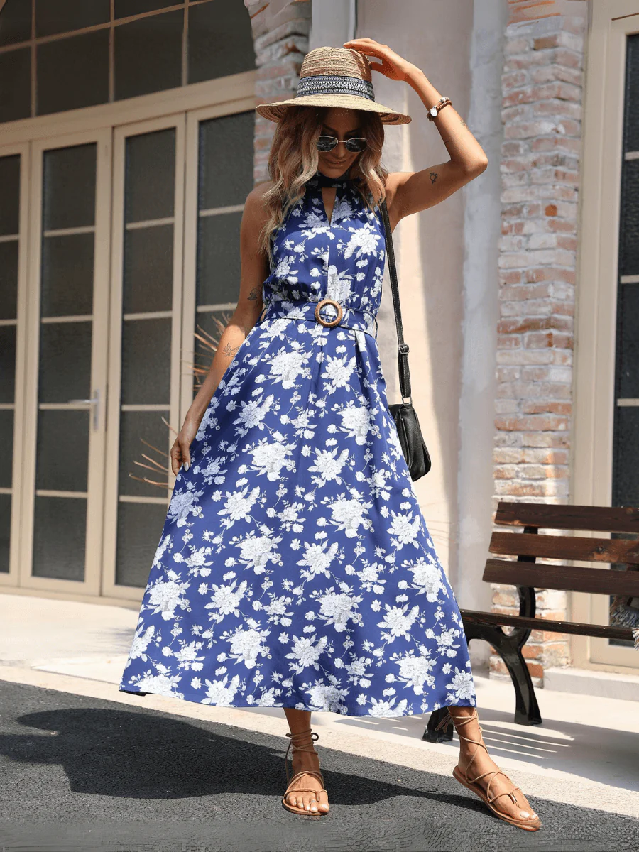 Jazelle Floral Maxi Halter Dress - Image 2