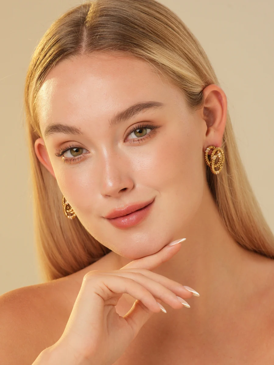 Jelena Rhinestone Embellished Braid Earrings - Image 2