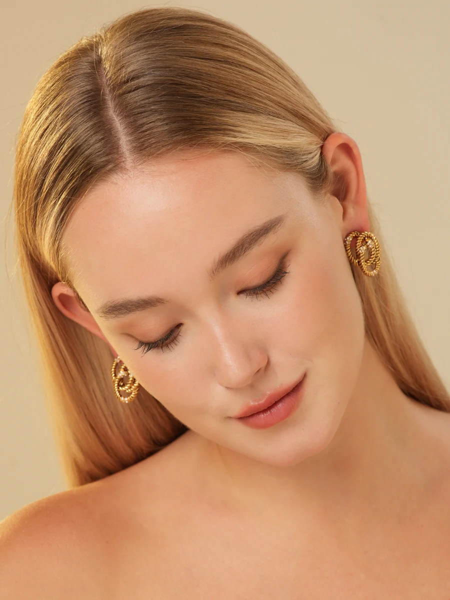 Jelena Rhinestone Embellished Braid Earrings - Image 3