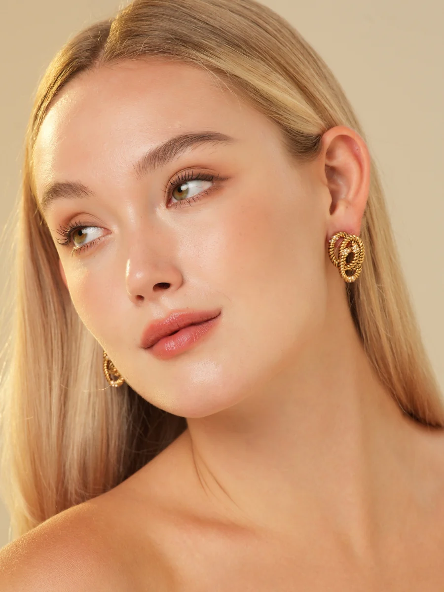 Jelena Rhinestone Embellished Braid Earrings - Image 4