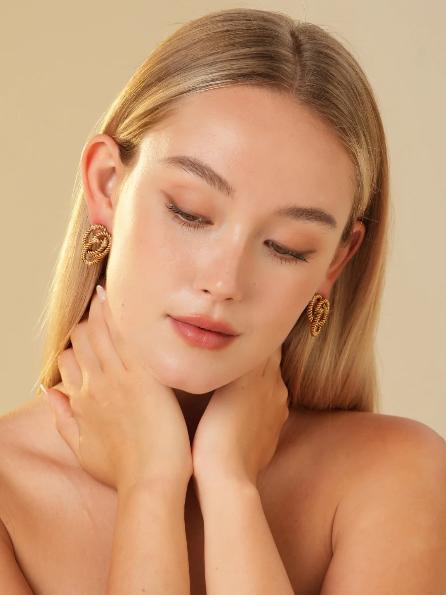 Jelena Rhinestone Embellished Braid Earrings - Image 5