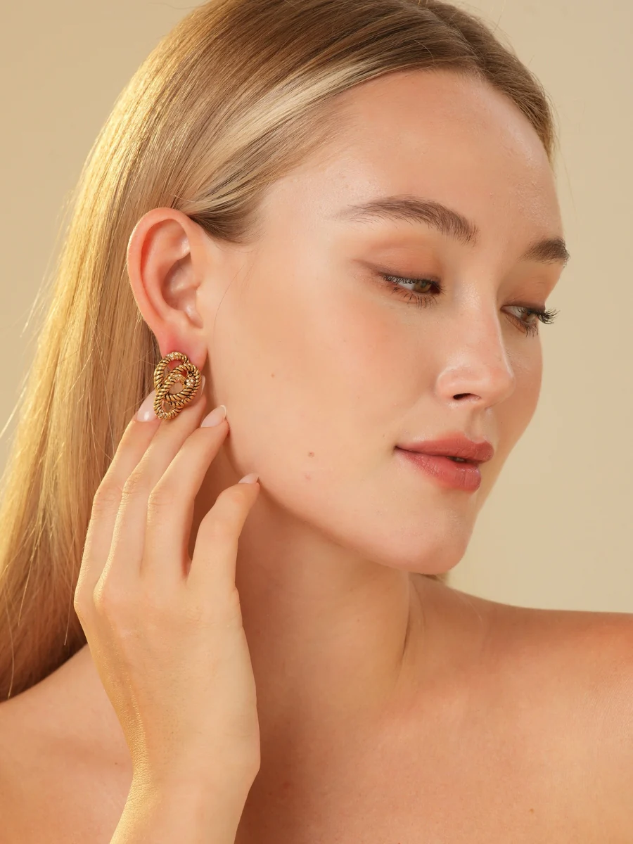 Jelena Rhinestone Embellished Braid Earrings - Image 6