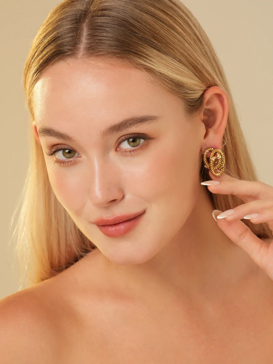 Jelena Rhinestone Embellished Braid Earrings - Image 7