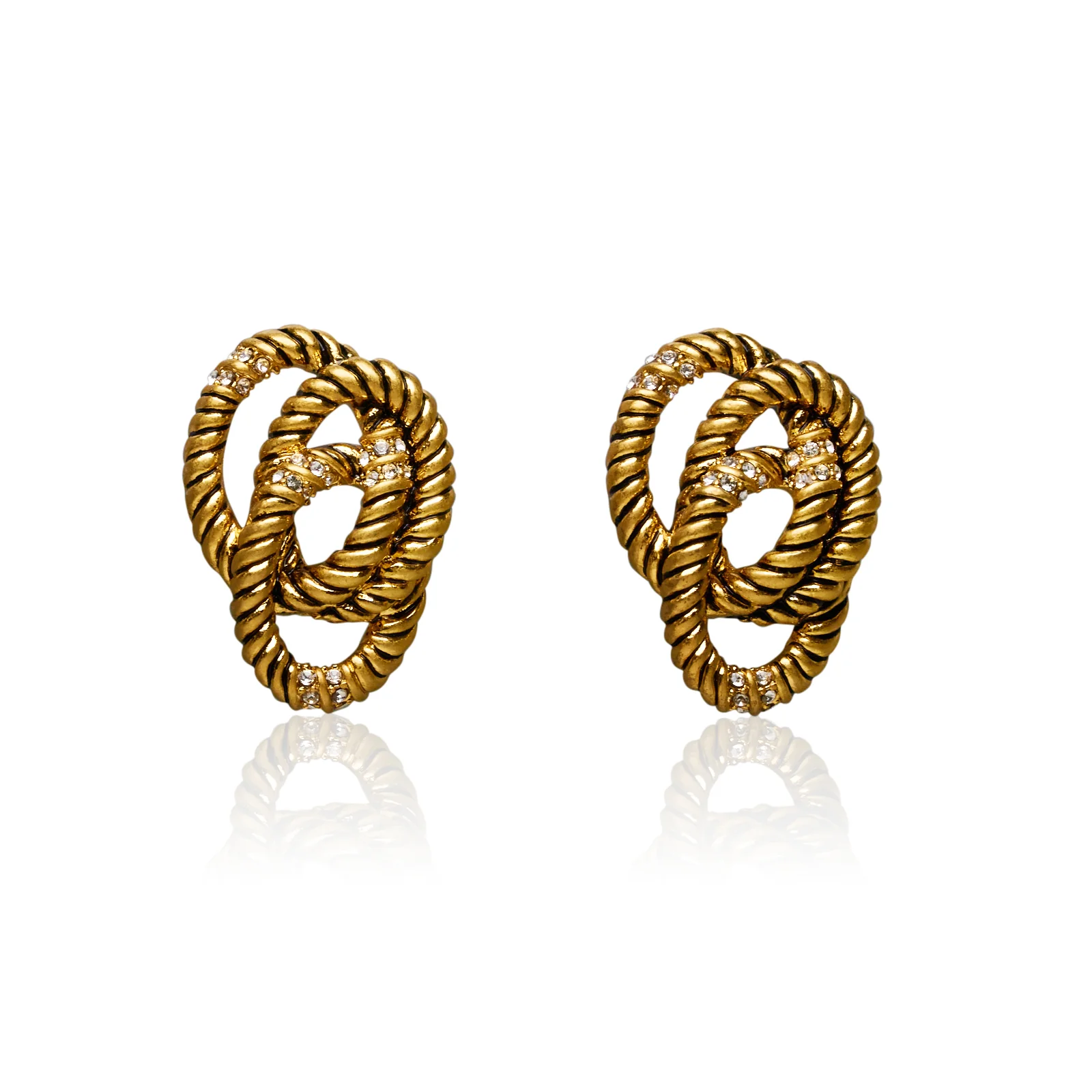 Jelena Rhinestone Embellished Braid Earrings - Image 8