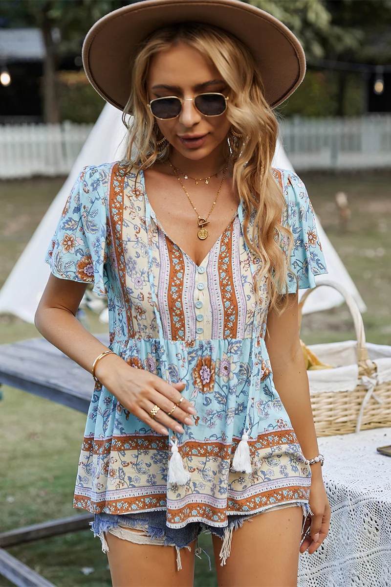 JEN BOHO TOP - BLUE - Image 3