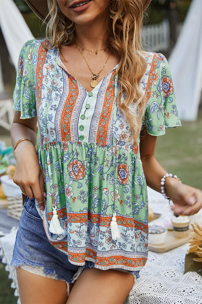 JEN BOHO TOP - GREEN - Image 2