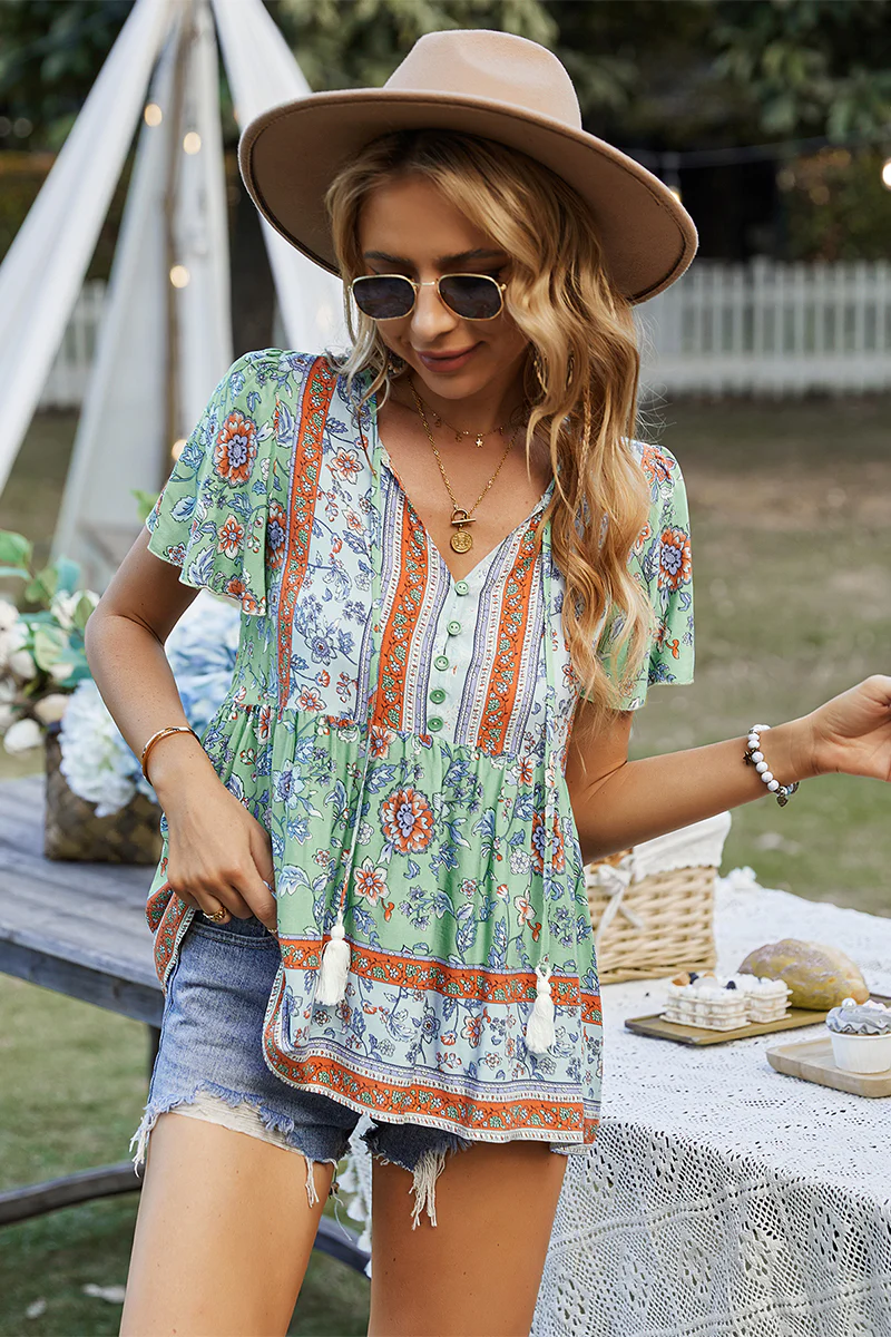 JEN BOHO TOP - GREEN - Image 3