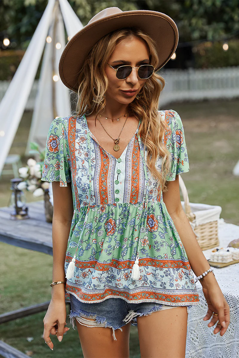 JEN BOHO TOP - GREEN - Image 4