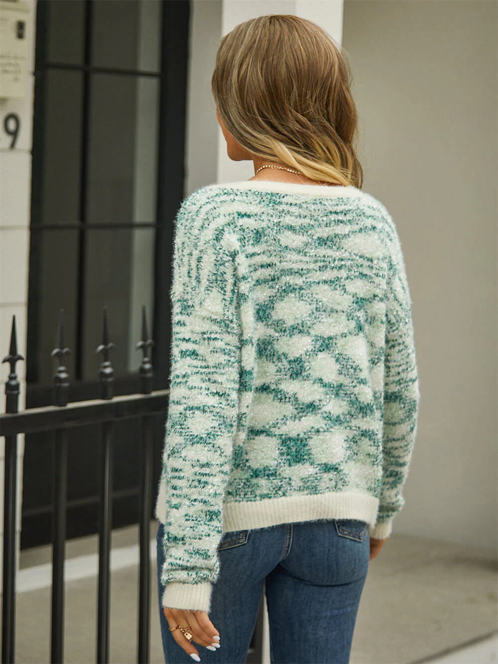 Jennie Marled Knit Sweater - Green - Image 3