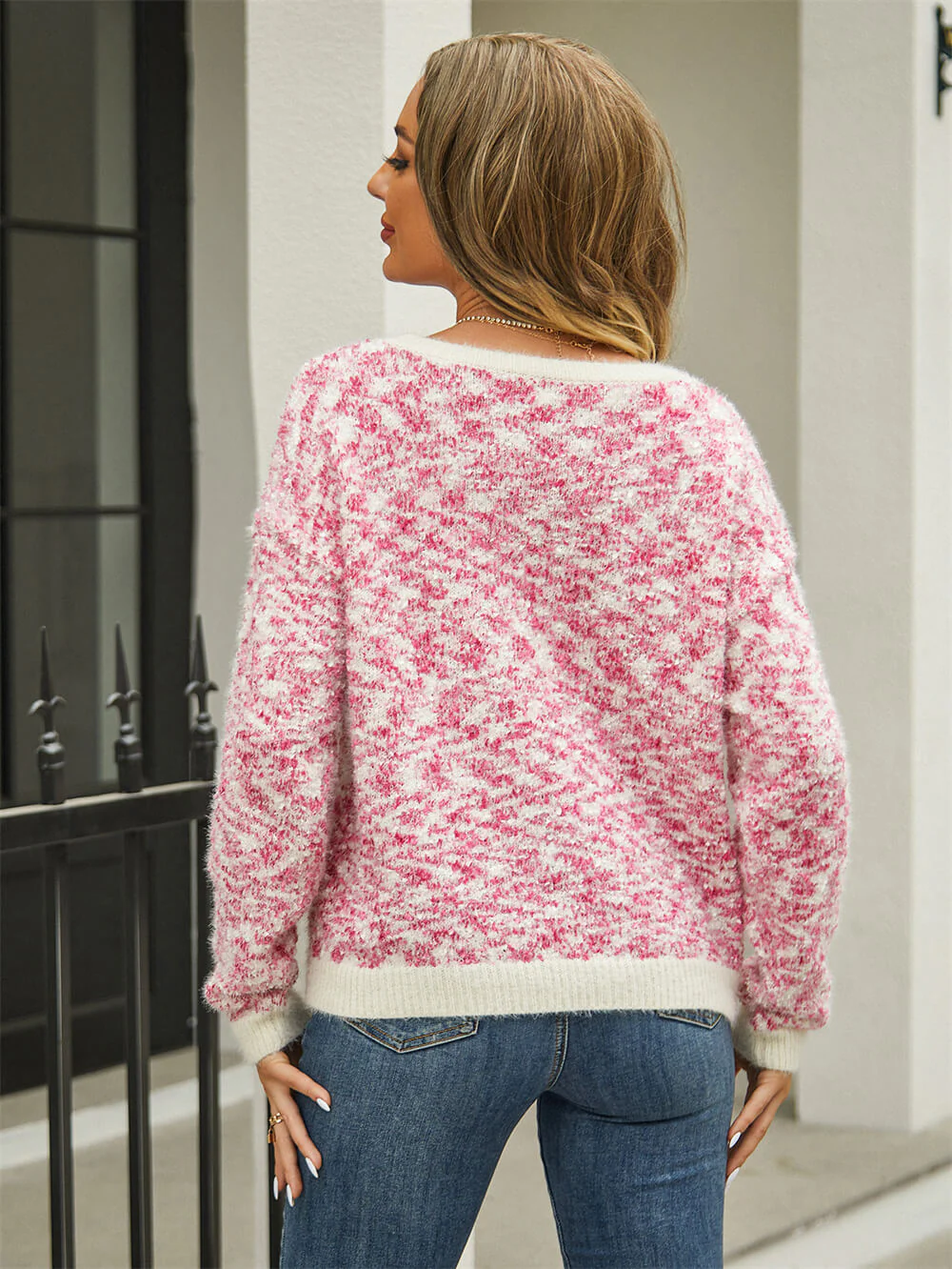 Jennie Marled Knit Sweater - Pink - Image 5
