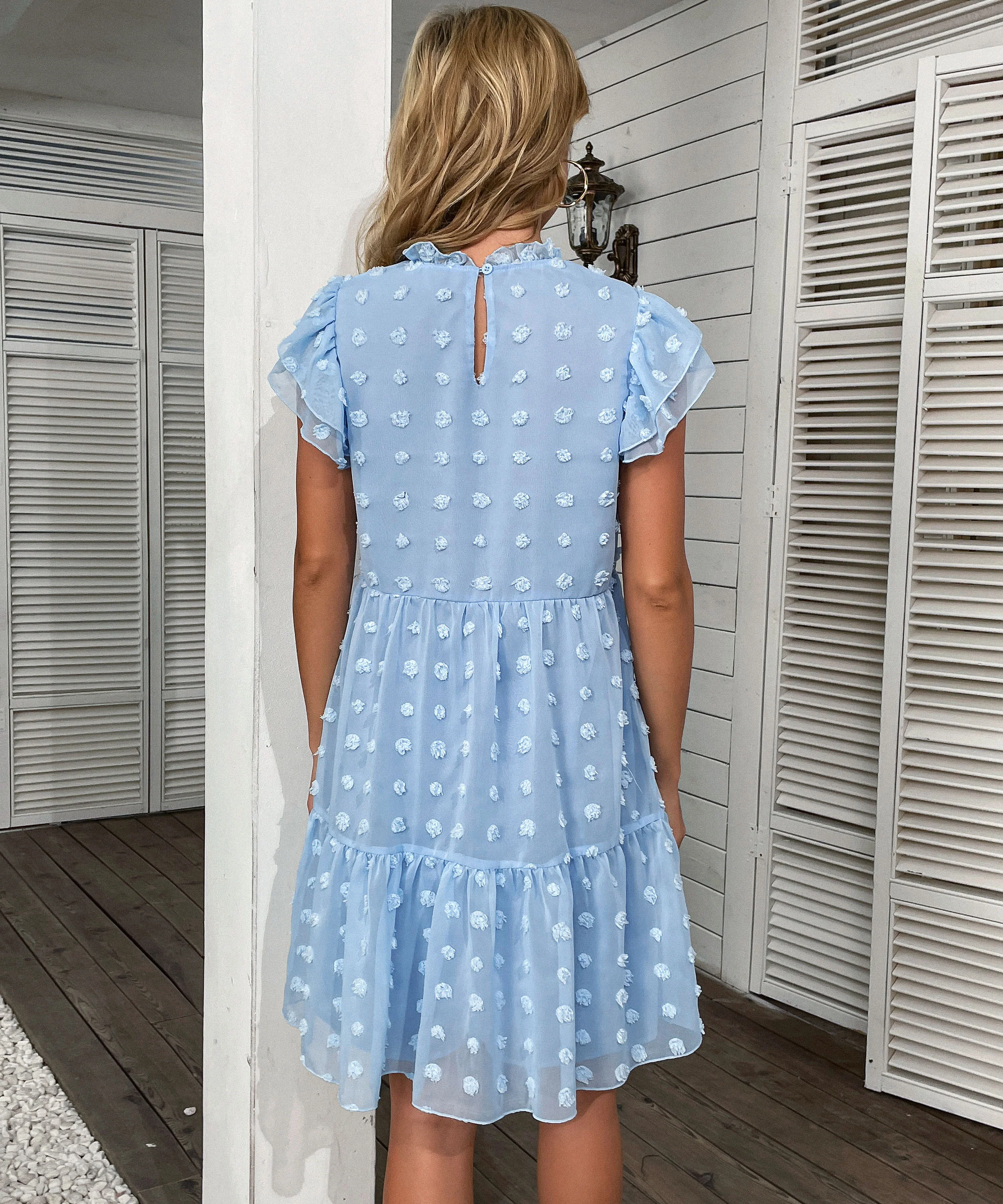 JIMENA SWISS DOT MINI DRESS - BLUE - Image 3