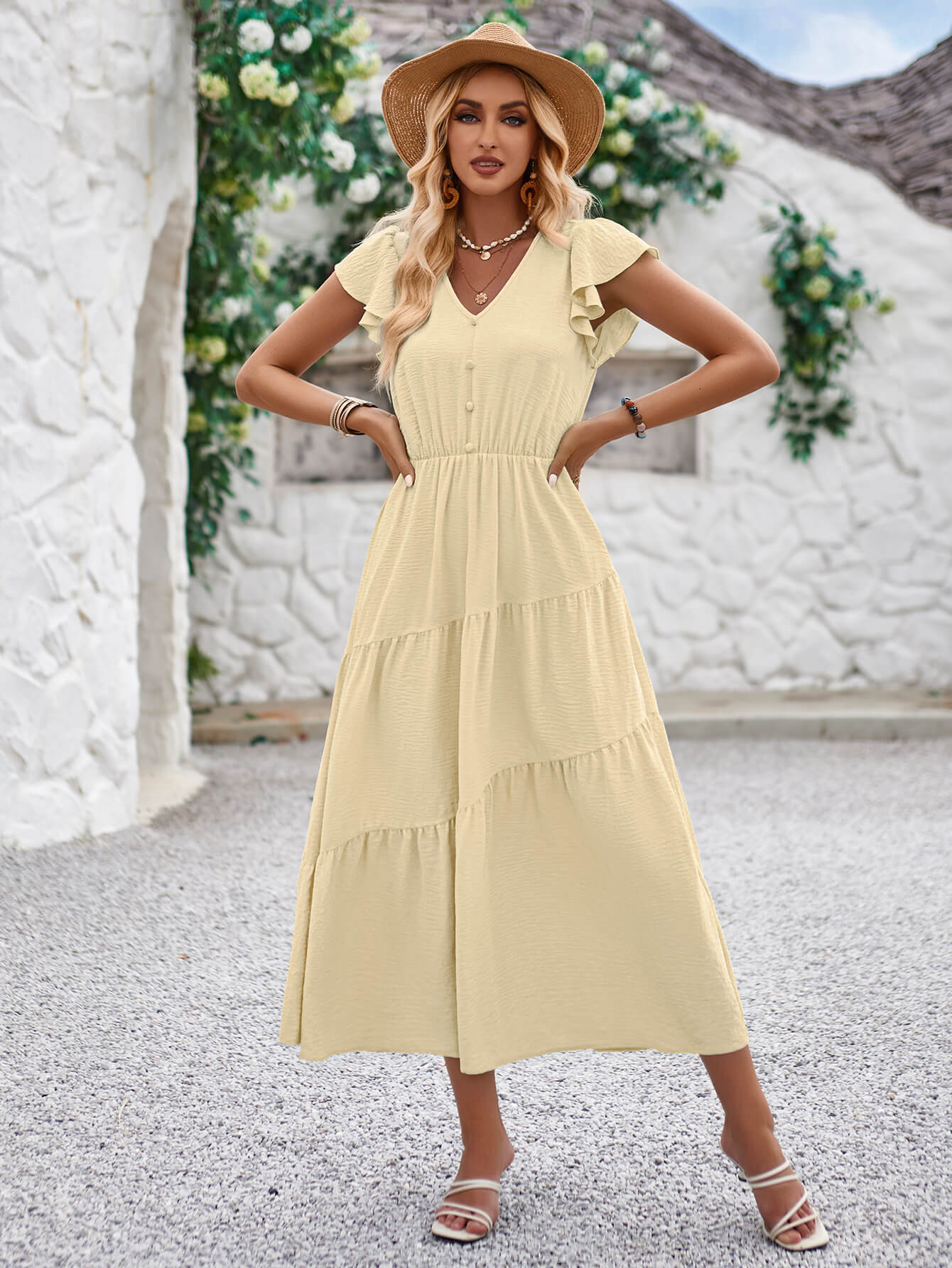 Joyful Tiered Maxi Dress - Aprciot - Image 6