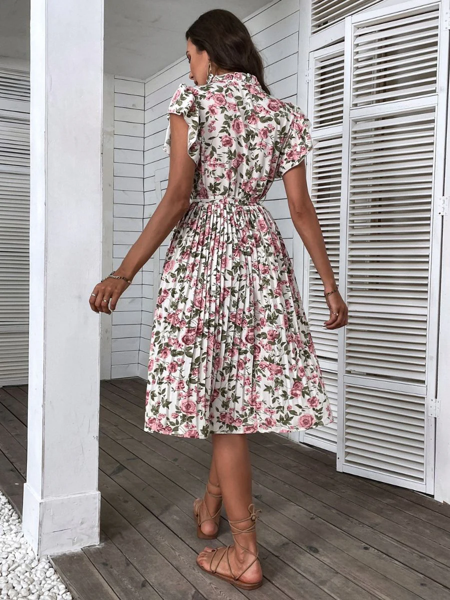 KAIDESSE MIDI DRESS - PINK FLORAL - Image 3