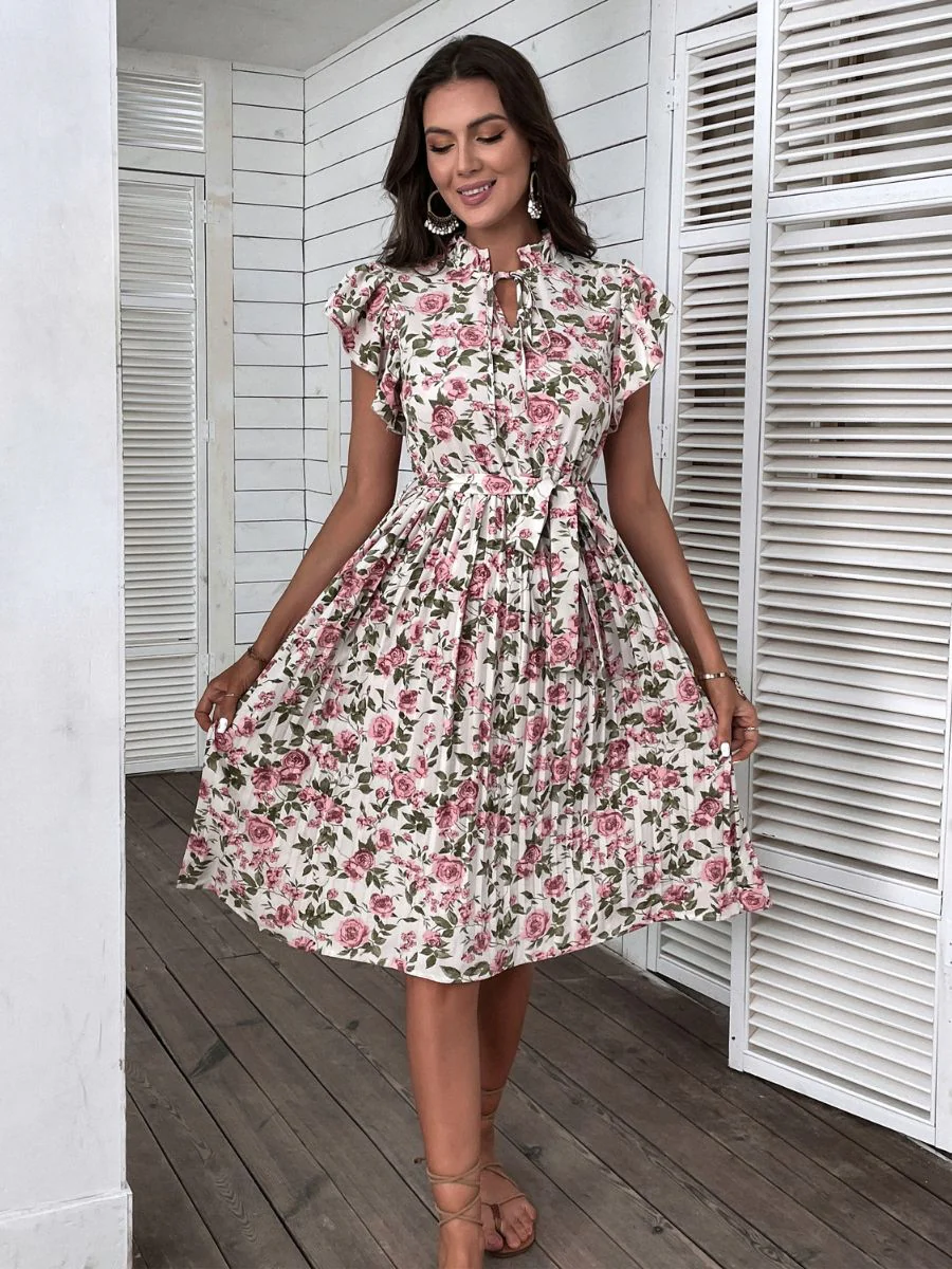 KAIDESSE MIDI DRESS - PINK FLORAL - Image 5