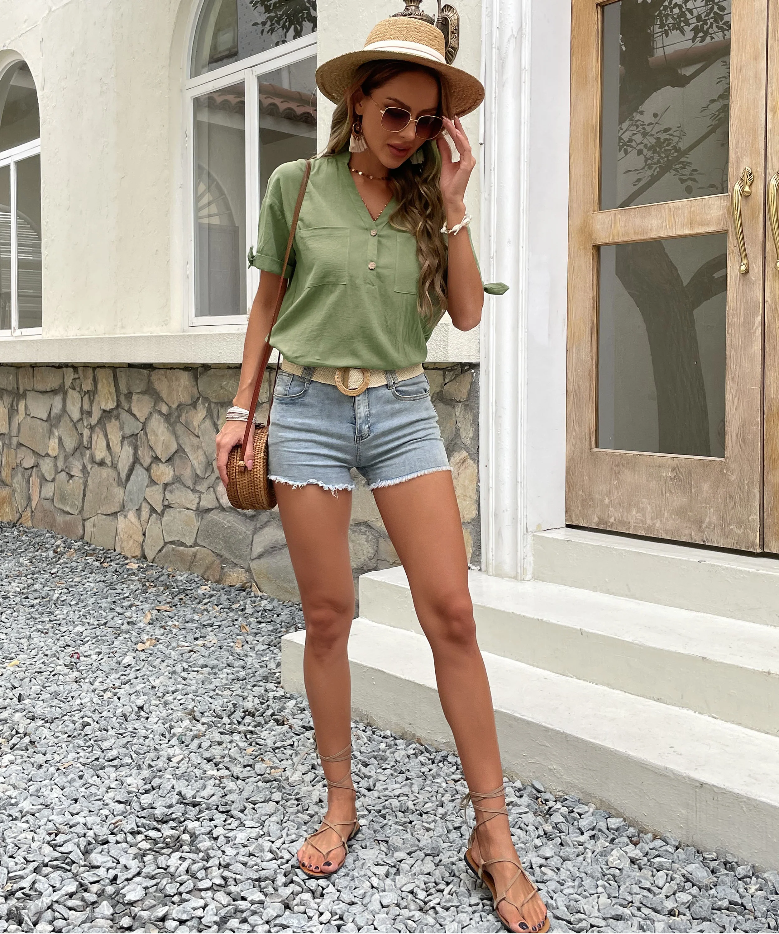KAINA SHIRT TOP - SAGE - Image 2
