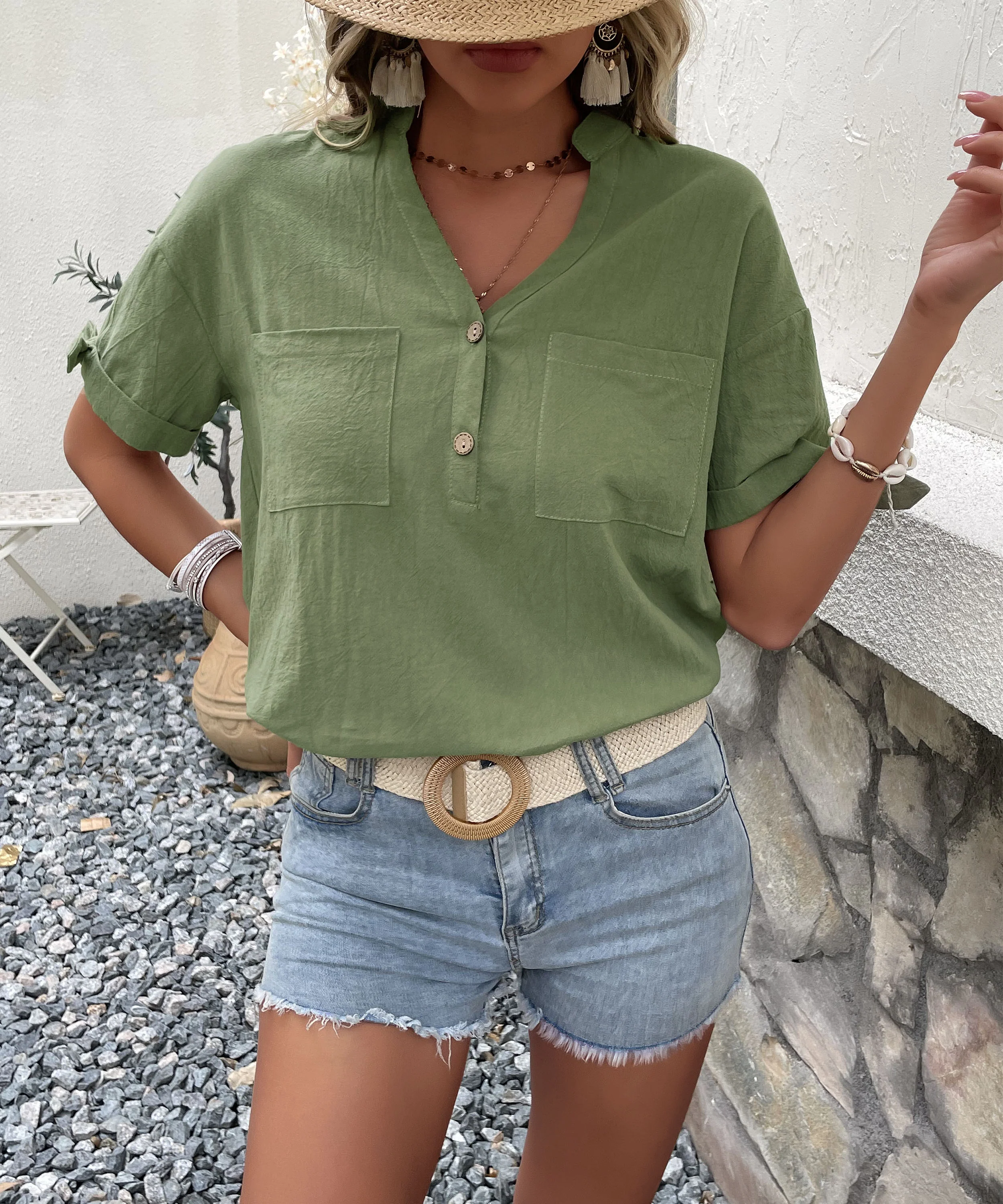 KAINA SHIRT TOP - SAGE - Image 6