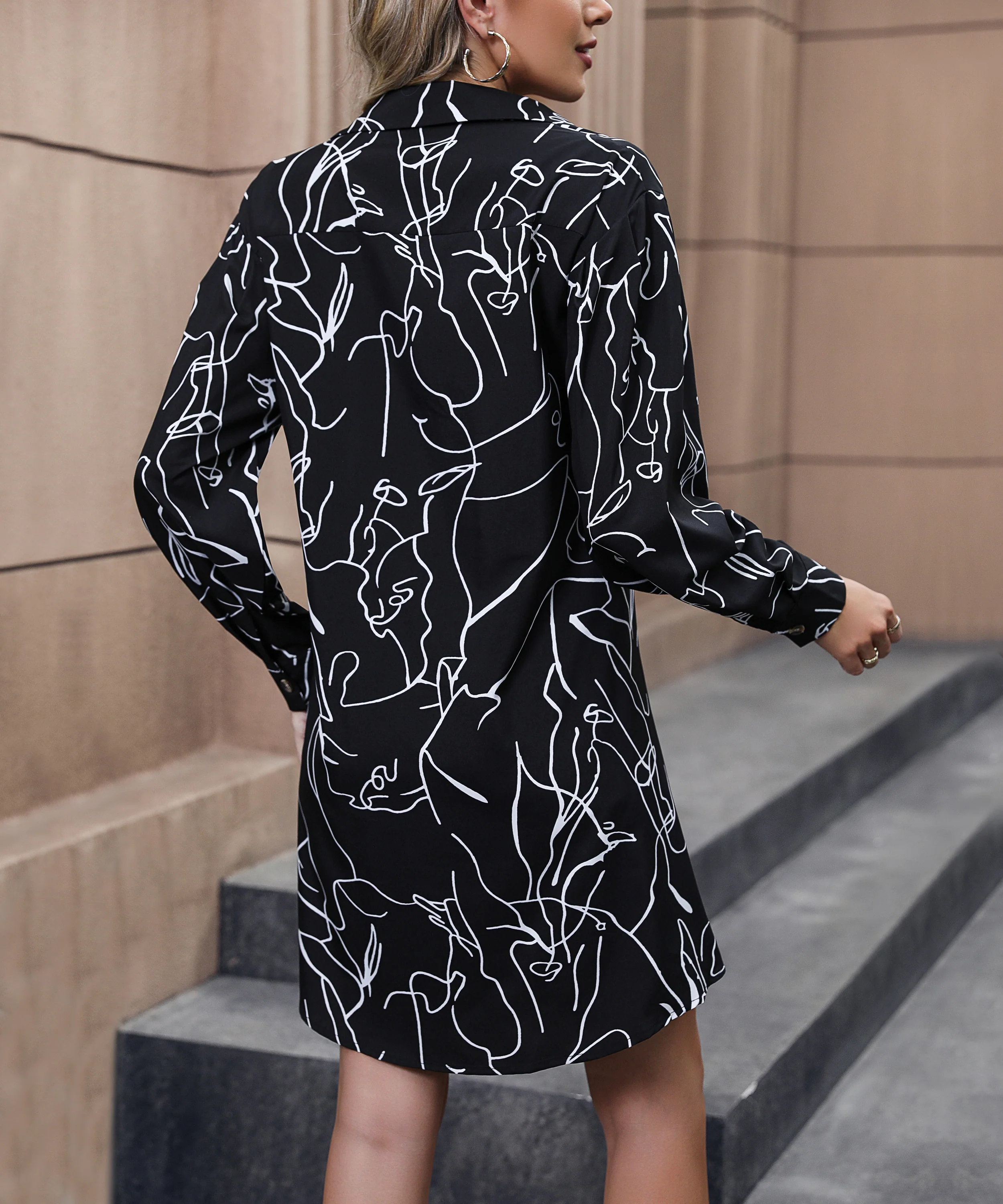 Kalenna Mini Shirt Dress - Black - Image 3