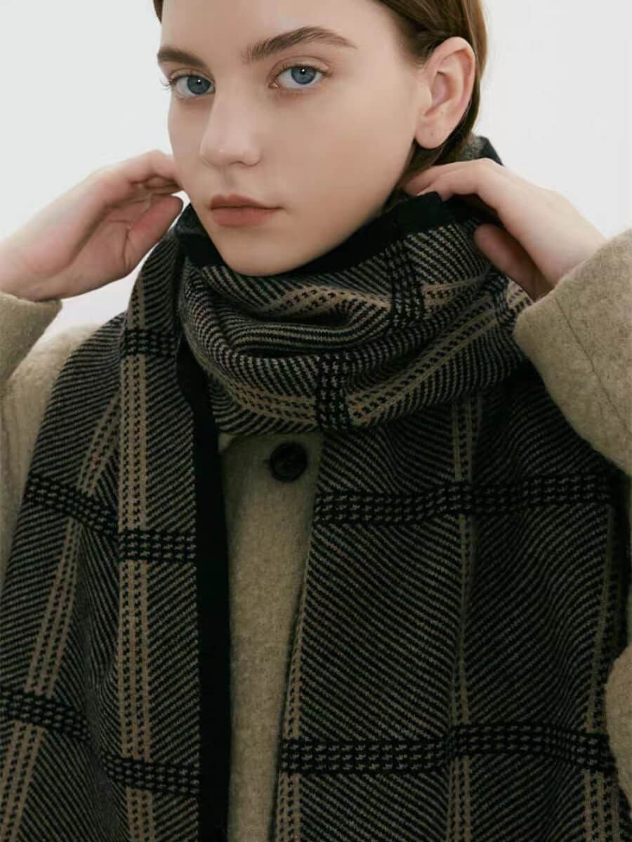 Karri Cotton Plaid Scarf - Black - Image 3