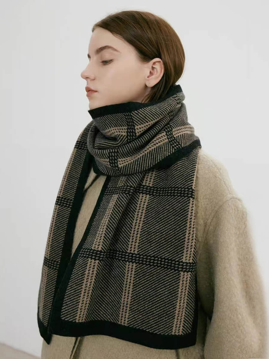 Karri Cotton Plaid Scarf - Black - Image 4