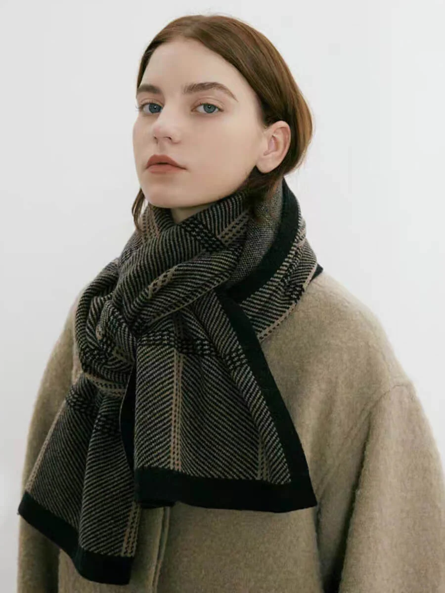 Karri Cotton Plaid Scarf - Black - Image 5