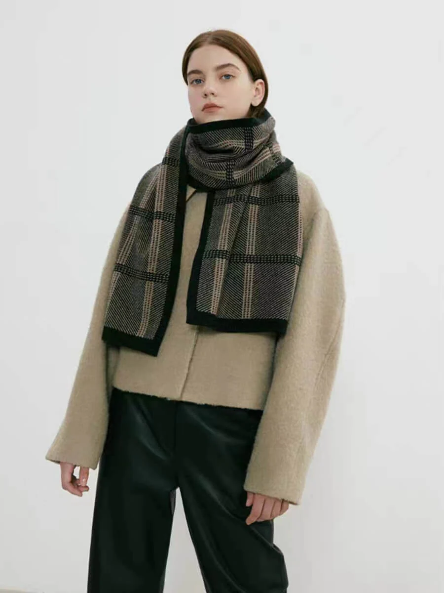 Karri Cotton Plaid Scarf - Black - Image 7