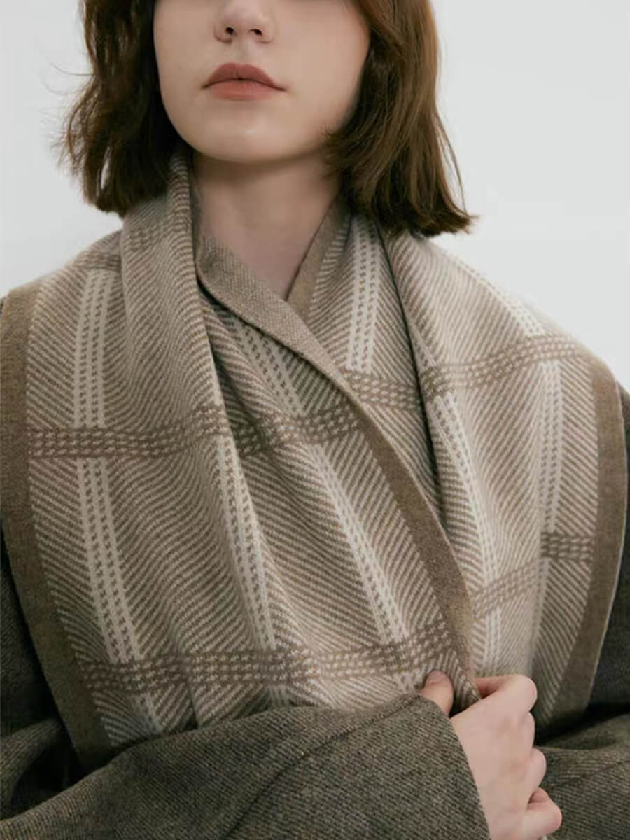 Karri Cotton Plaid Scarf - Khaki - Image 2