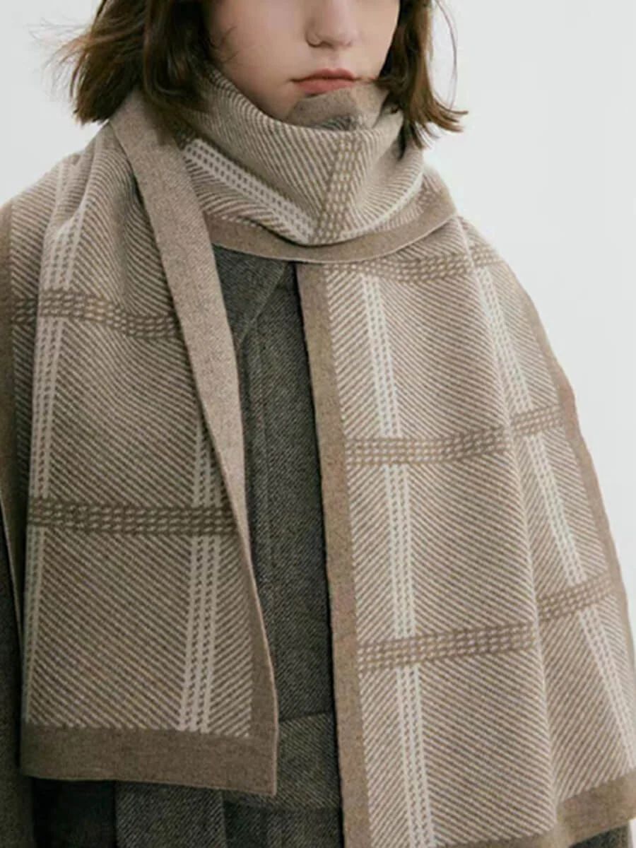Karri Cotton Plaid Scarf - Khaki - Image 3