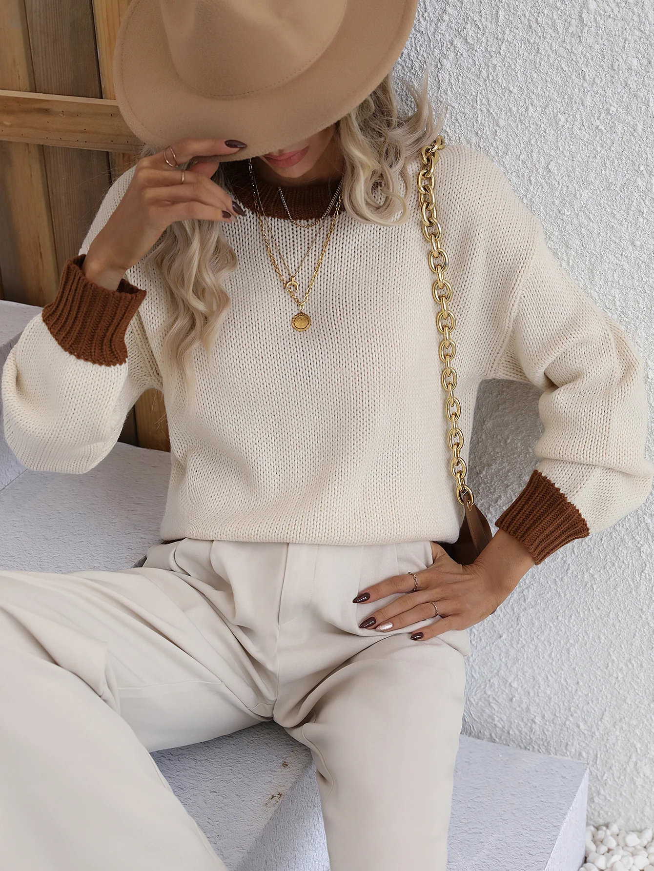 KASMERE KNIT SWEATER - BROWN - Image 4