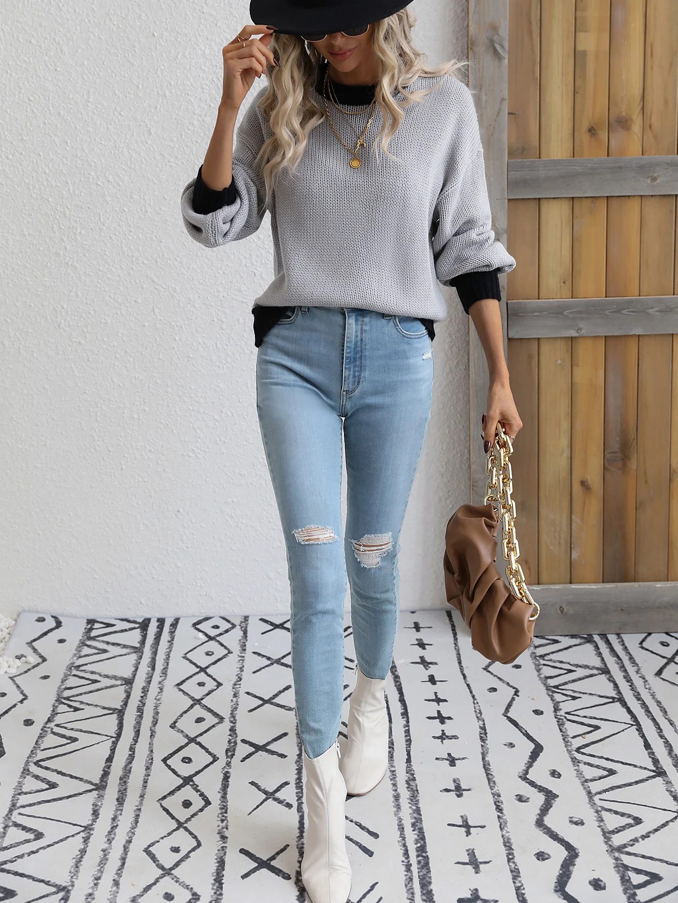 KASMERE KNIT SWEATER - GREY - Image 2