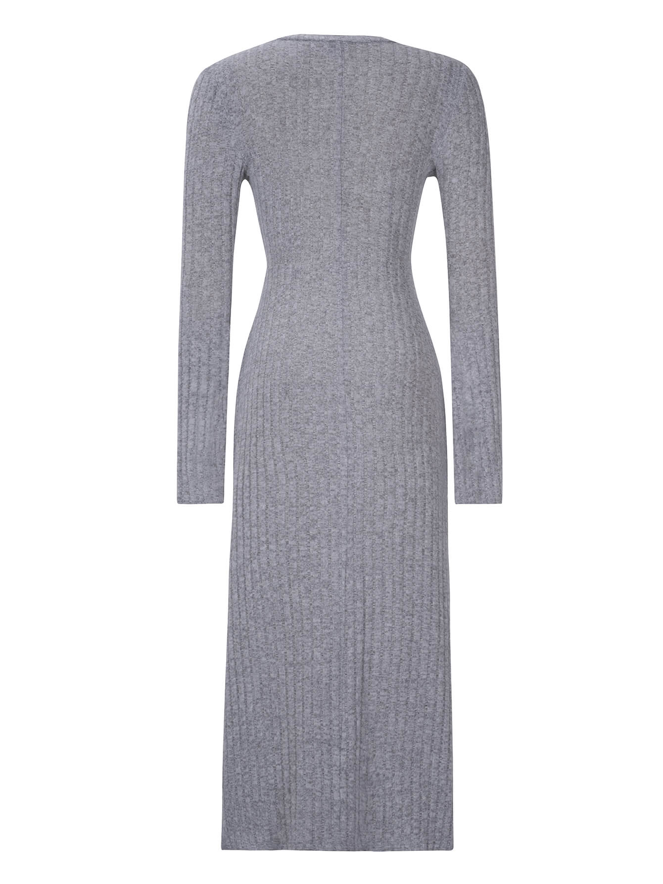 Kaylen Long Sleeve Ribbed Knit Maxi Dress - Grey - Image 8