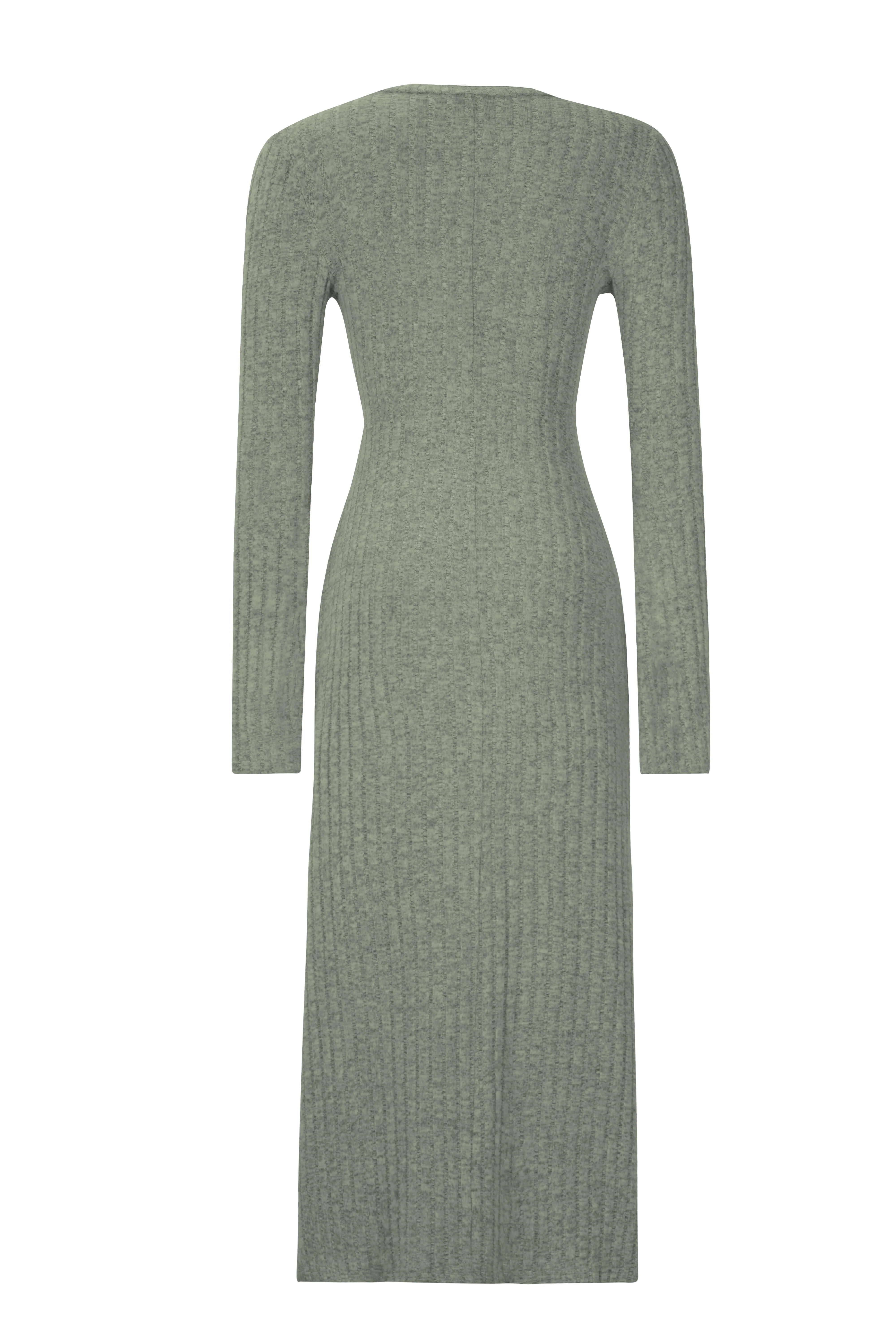 Kaylen Long Sleeve Ribbed Knit Maxi Dress - Sage - Image 7