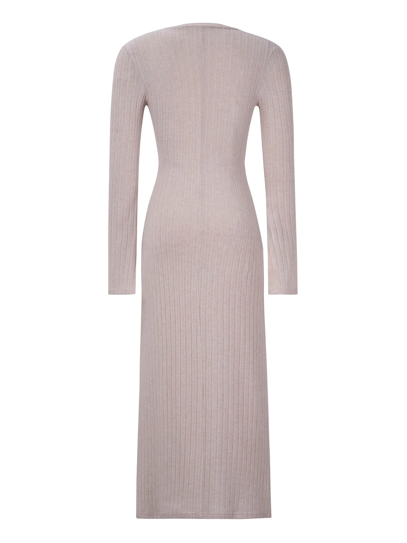 Kaylen Long Sleeve Ribbed Knit Maxi Dress - Taupe - Image 8