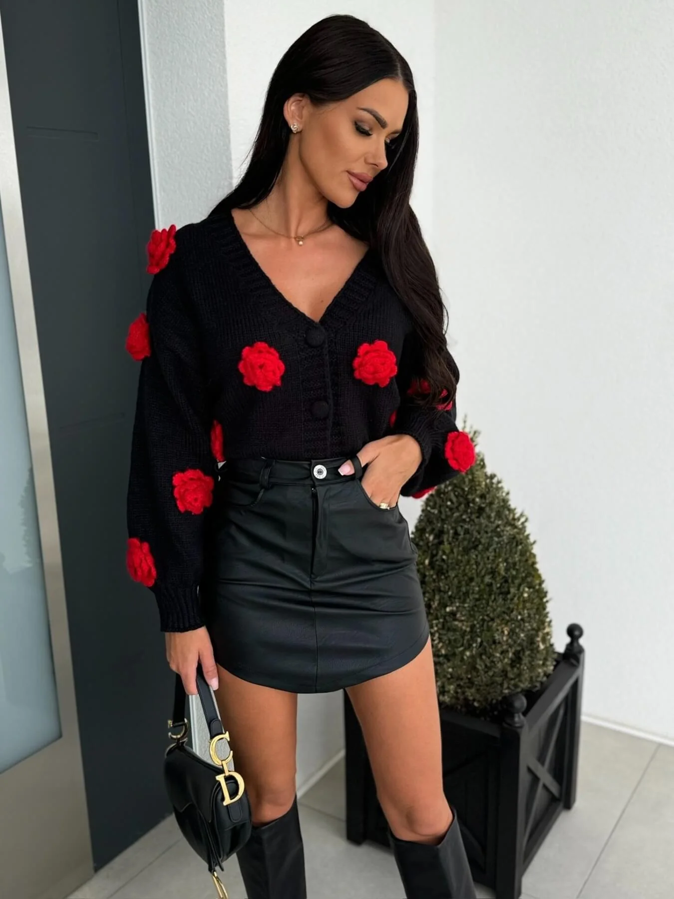 Keep Close Floral Button Cardigan - black - Image 4