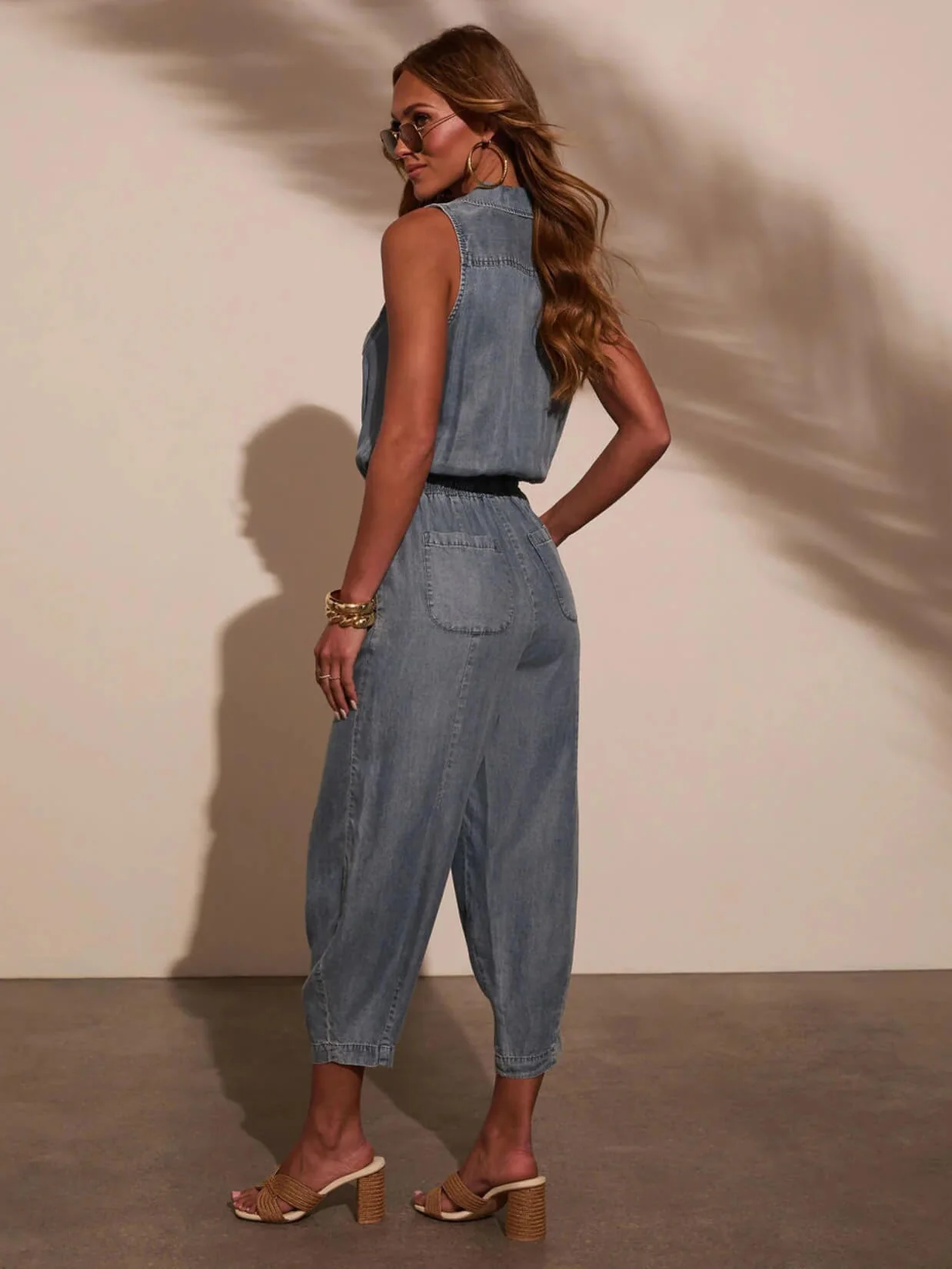 Kelsey Drawstring Denim Jumpsuit - Image 5