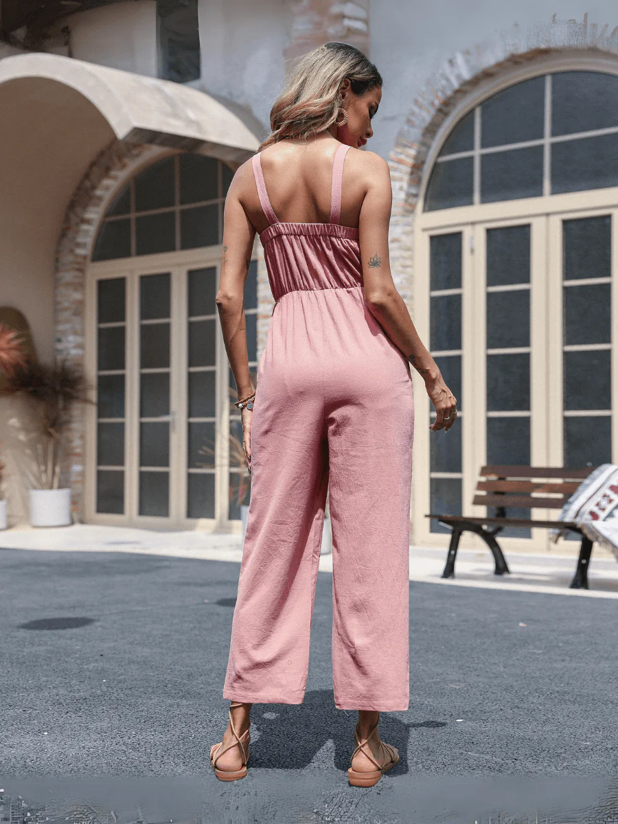 Kenia V-Neck Bow Tie Jumpsuit - Image 4