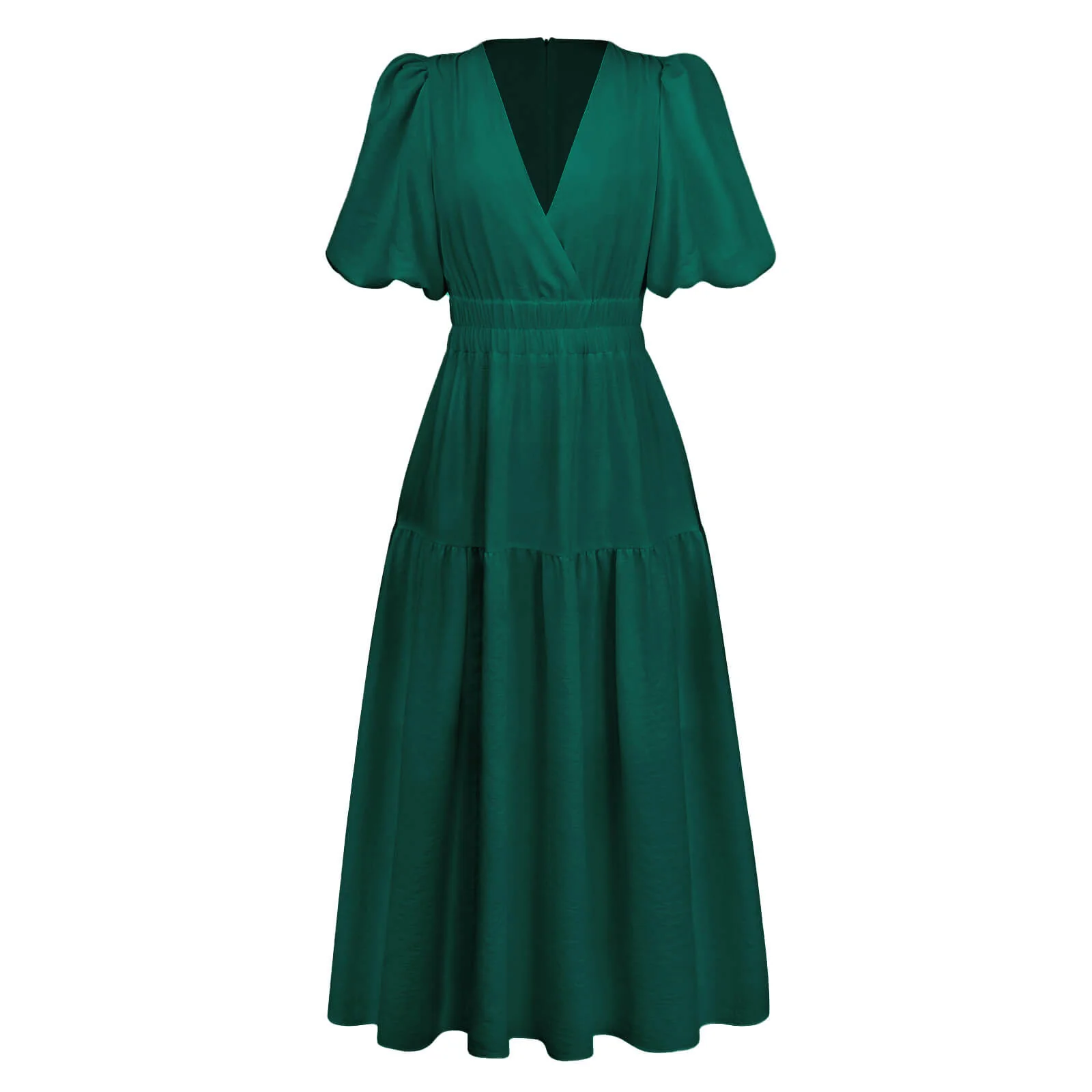 Kimona Smocked Short Sleeve Maxi Dress - Emerald - Image 7