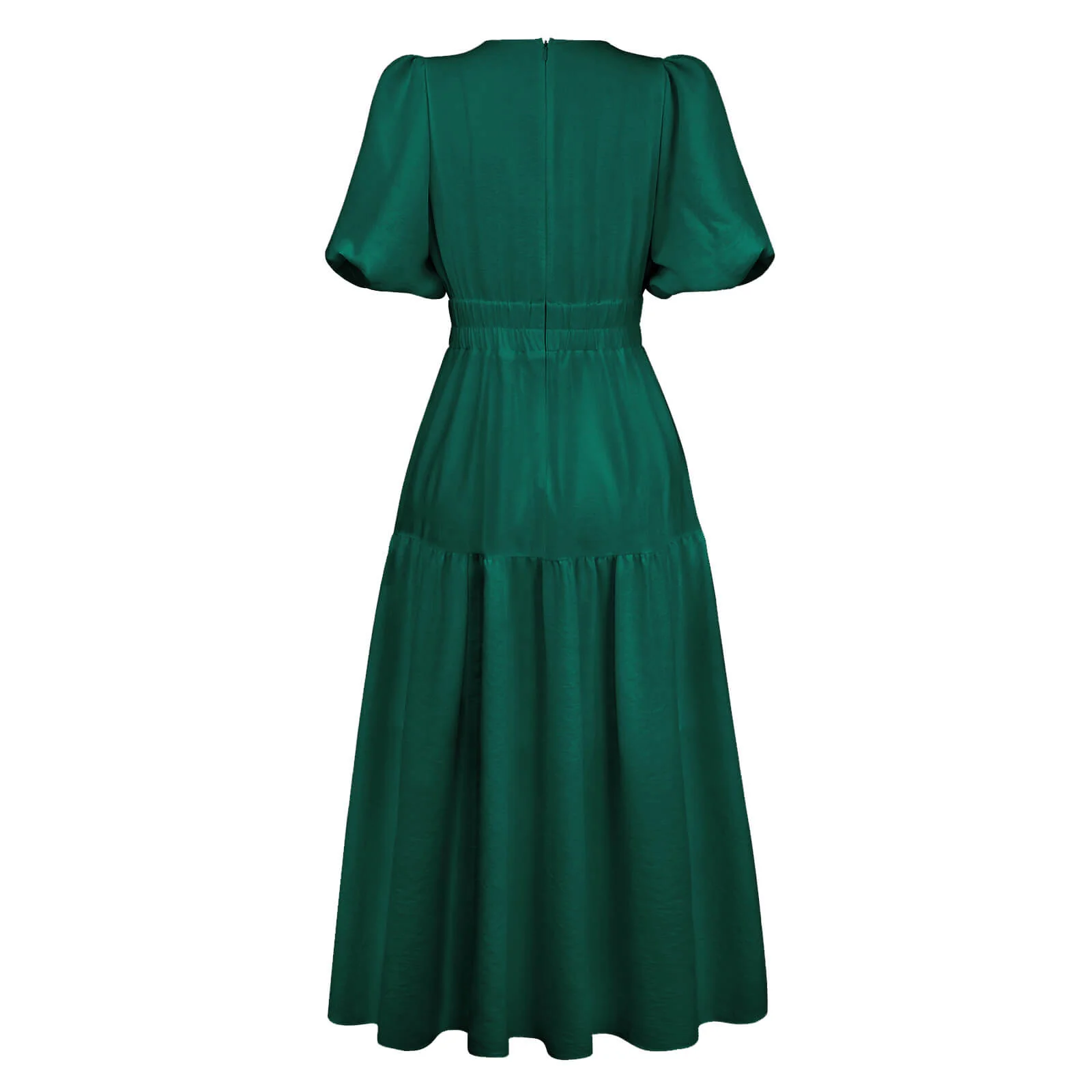 Kimona Smocked Short Sleeve Maxi Dress - Emerald - Image 8