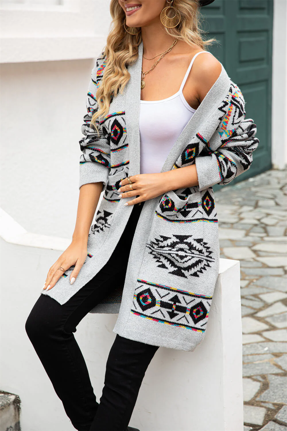 Kinglsey Open Front Knit Cardigan - Grey - Image 6