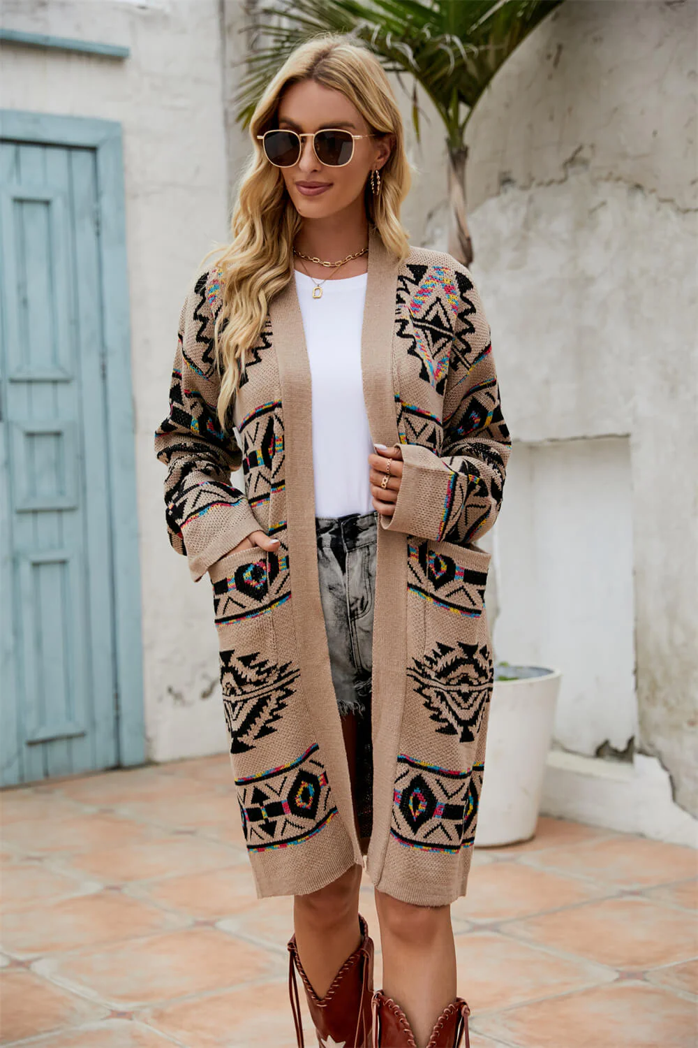 Kinglsey Open Front Knit Cardigan - Khaki - Image 3