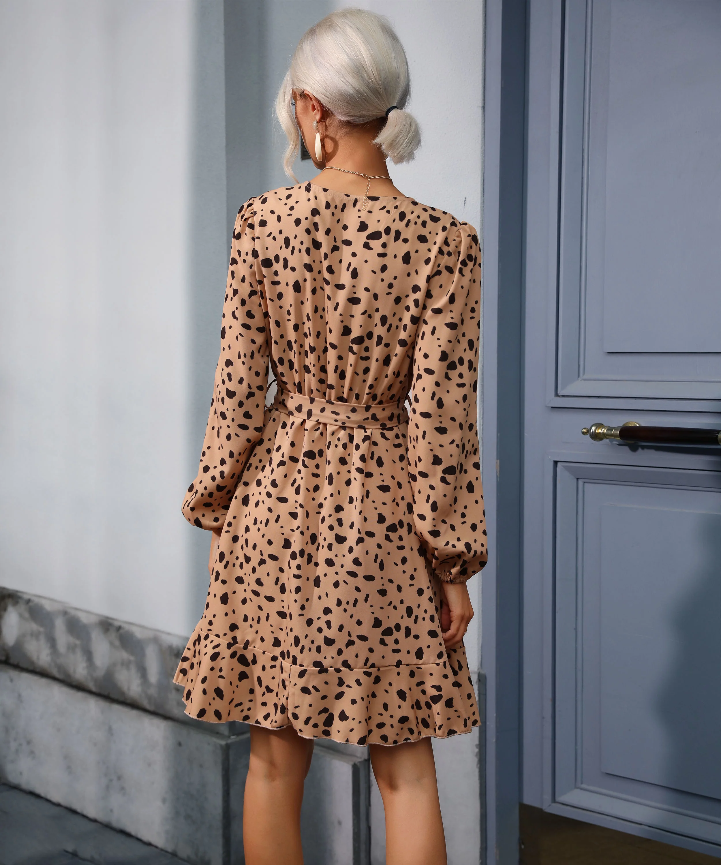 LABYRINTH MINI DRESS - BEIGE PRINT - Image 5