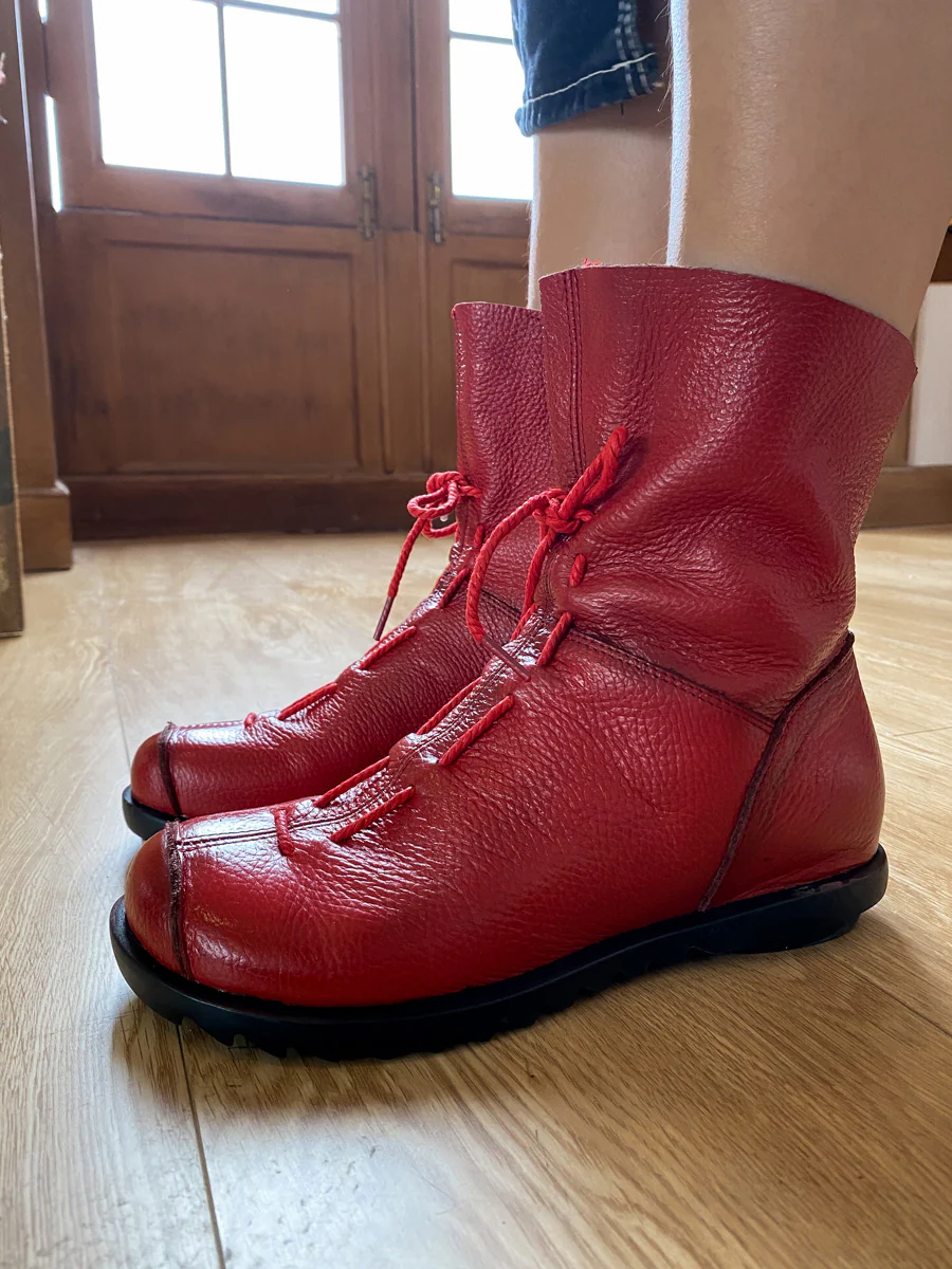 Rumour Has It | Lace-Up Ruched Leather Ankle Boots - Image 4