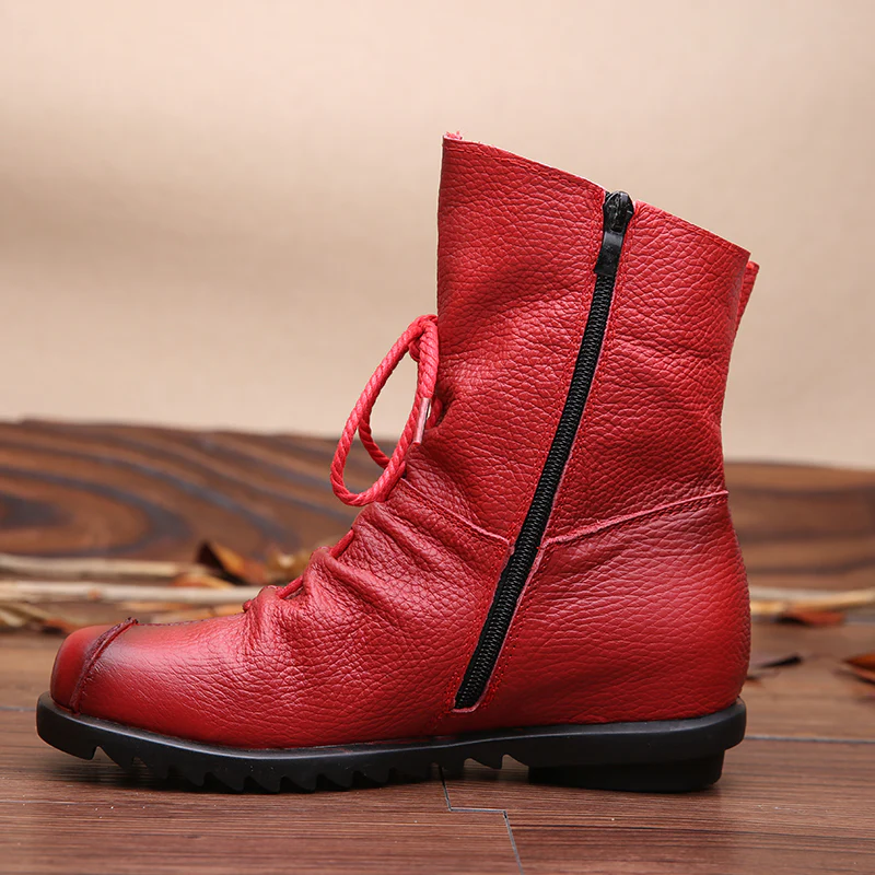 Rumour Has It | Lace-Up Ruched Leather Ankle Boots - Image 7