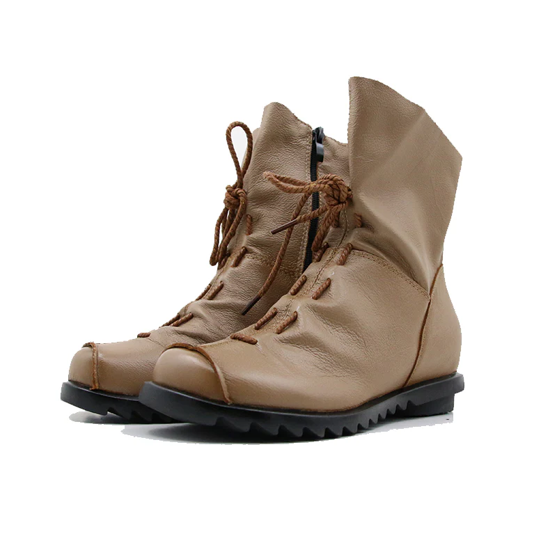 Rumour Has It | Lace-Up Ruched Leather Ankle Boots - Image 8