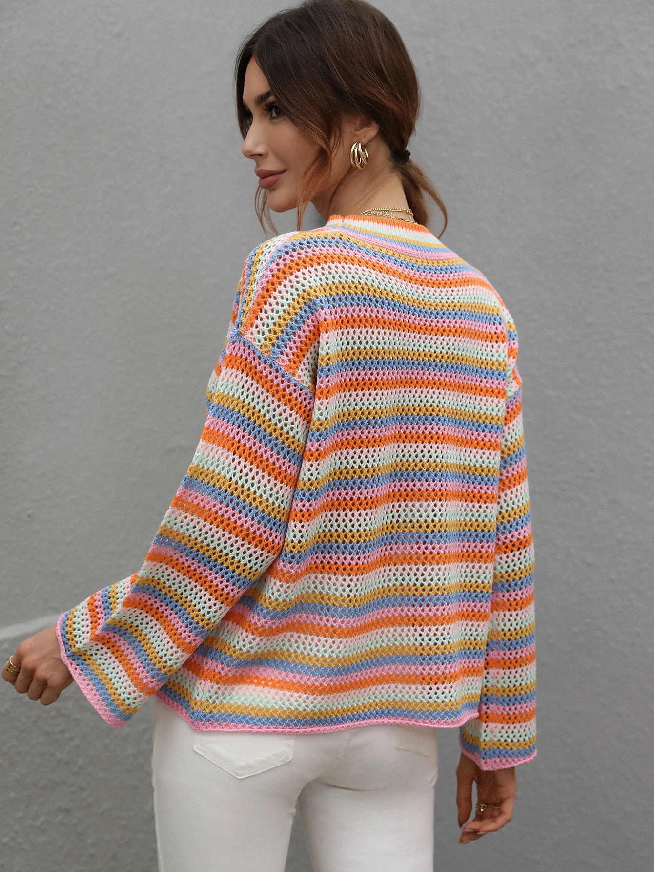 LALLIE KNIT TOP - PINK STRIPE PRINT - Image 3