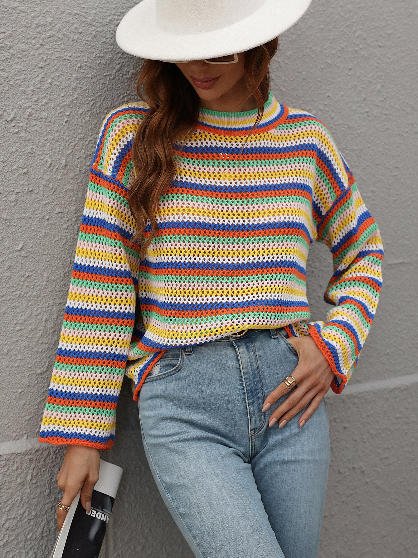 LALLIE KNIT TOP - YELLOW STRIPE PRINT - Image 5